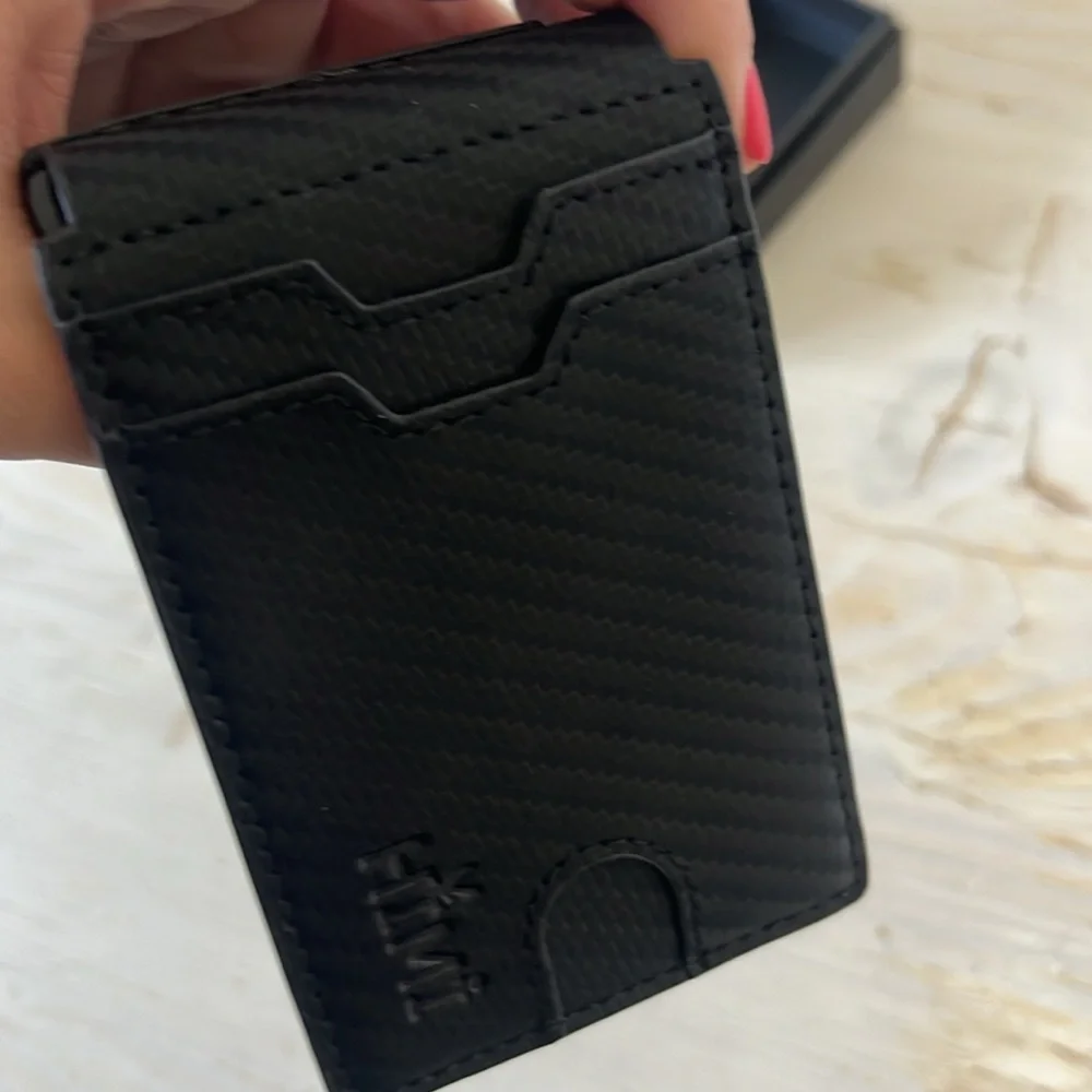 Himi RFID blocking wallet for men black leather NEW in box